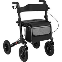 COSTWAY Rollator, Gehhilfe mit Luftbereifung, Aluminium, bis 140 kg