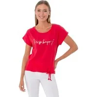 Estefania for woman Blusenshirt 194-1344, " I´m so happy " mit Metallic Print Zugband am Saum