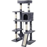 Yaheetech Kratzbaum 160 cm (H), Katzenbaum Spielhaus für Katzen, mit Katzenhaus & Hängematte