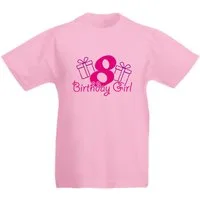G-graphics T-Shirt 8 – Birthday girl Kinder T-Shirt mit Motiv zum Geburtstag