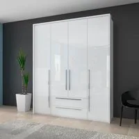 OTTO home Drehtürenschrank Piano, inklusive Rahmen und Beleuchtung, soft-close-Funktion (viele Breiten zur Auswahl, 226cm hoch, mit jeweils 2 Schubladen) beige oder weiß, UV lackiert, Hochglanzfronten, FSC-zertifiziert