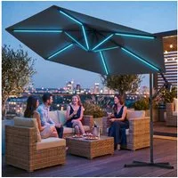 Swing&Harmonie Sonnenschirm mit RGB Beleuchtung LED Ampelschirm Garten Schirm, 300 / 350 cm inkl. Fernbedienung, APP Steuerung