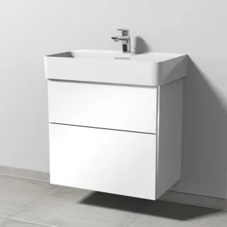 Sanipa 3way Waschtischunterbau zu Laufen VAL Waschtisch mit 2 Auszügen, Weiß-Glanz BS82278