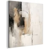 MuchoWow Metallbild Kunst - Abstrakt - Grau - Industriell, Inkl. Aufhängung, Alu-Dibond-Druck, Wandbild aus Metall, Aluminium deko, 20x20 cm