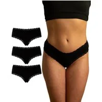 Benonetti Slip Brazilian Damen Slips mit zarter Spitze – sinnlich, weich & bequem (3er Pack, 3er Set) mit Spitze, Elastikbund, sehr bequemer Baumwollstoff