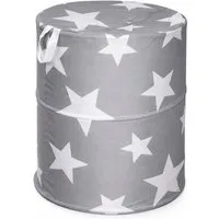 LB H&F Lilienburg Wäschesack Wäschesack Wäschetonne Pop Up faltbar Stoff Stofftonne (weiß Sterne stehend Wäschekorb Wäschebeutel Wäschesammler modern Stern sortieren Sortiere Shabby Vintage Design)