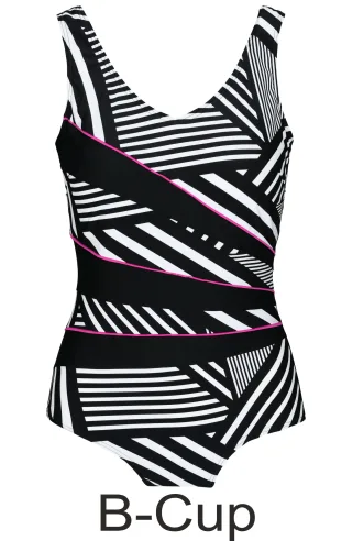 IN LINEA - Da.-Badeanzug black geo