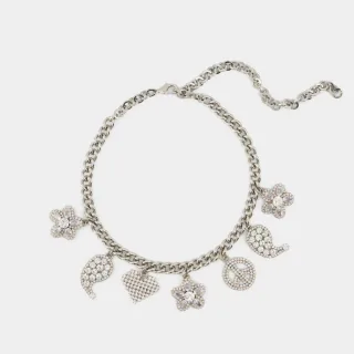 Crystal Charms Necklace - Alessandra Rich - Silver - Brass