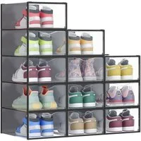SONGMICS Schuhbox Schuh-Organizer (12 St), Schuhboxen, durchsichtig, 12/18er Set, 33,2 x 23 x 14,5 cm