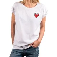MAKAYA Print-Shirt mit Herz Damen Kurzarm Top Sommer Oberteile Outfit Mode Herzen Tunika