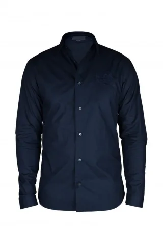 Philipp Plein Gold Cut LS Skull Hemd Blau