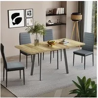 Vicco Esstisch Tisko, Eiche rustikal/Grau, 160 x 80 cm mit erweitbarer Tischplatte (1-St)