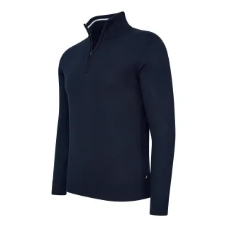 Cappuccino Italia Bergamo Zip Pullover für Herren. Der Pullover besteht aus 50% Baumwolle und 50% Polyester und hat eine normale Passform. Der Pullover hat einen Stehkragen, der je nach Geschmack mit einem Reißverschluss geöffnet oder geschlossen wer