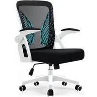 Milacyee Bürostuhl Ergonomischer Bürostuhl mit 90° klappbaren, gepolsterten Armlehnen (Höhenverstellbarer Atmungsaktiv Chefsessel mit geräuscharmen Rollen,Drehstuhl mit dynamische Rückenstütze), Platzsparend, Atmungsaktives Mesh, 150 kg Belastbarkeit