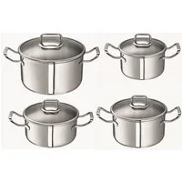 SCHULTE-UFER Topf-Set Turbo Line, Edelstahl 18/10 (Set, 8-tlg., je 1 Fleischtopf 16/20/24 cm, 1x Bratentopf 20 cm), Induktion