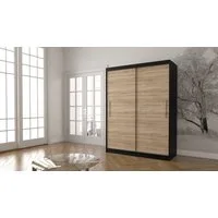 MOEBLO Kleiderschrank LARA 04 (Schwebetürenschrank 2-türig Schrank mit vielen Einlegeböden und Kleiderstange, Gaderobe Schiebtüren Schlafzimmer-Wohnzimmerschrank Modern Design) (BxHxT): 150x200x61 cm
