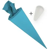 itenga Schultüte itenga Set Pazifikblau Bastelschultüte Rohling 70 cm rund + Spitzensch