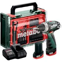 PowerMaxx BS Basic Set (600080710) Akku-Bohrschrauber, 12 Volt grün/schwarz, 2x Li-Ionen Akku 2,0Ah, in Koffer + 41-teiliges Zubehör