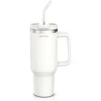 Arendo Thermobecher Tumbler 1200 ml, Becher mit Deckel, Henkel und Strohhalm, Thermal Mug, 1-tlg., Edelstahl, doppelwandig, Vakuumgehäuse aus Edelstahl, luftdichter Verschluss