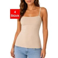 Fashionschmiede Spaghettitop 4er Pack Damen UNTERHEMD Tanktop Top (Spar-Set, 4er-Pack) Schwarz - Weiß - Beige - Grau und Farbmix im 4er Pack