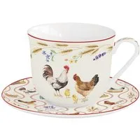 EasyLife Tasse Country Life, Porzellan, Spülmaschinengeeignet, Mehrfarbig, Hühner, H: 9.5cm