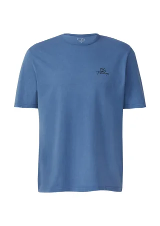 Q/S designed by - Gewaschenes T-Shirt mit Front- und Rückenprint blau - Gr. - M