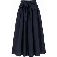 Mississhop A-Linien-Rock Damen Maxi Rock mit Schleife – Baumwollrock mit hohem Bund GR. S/M