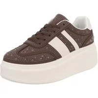 Ital-Design Moderne Sneaker mit Glitter-Details für Damen Sneaker (91261133) Keilabsatz/Wedge Sneakers Low in Braun