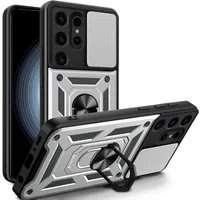 betterfon Handyhülle Panzerhülle für Samsung Galaxy S24 Ultra mit Kameraschutz & Ringhalter, Outdoorhülle mit Smartstand und Silikonkern