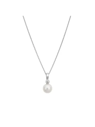 Lyomi Anhänger mit Kette 585/- Weißgold synth. Diam. 0,10 ct. Perle