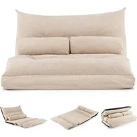 COSTWAY Schlafsofa, bettfunktion,verstellbare Rückenlehne,klappbar,Kissen