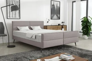 Polsterbett Doppelbett CREMONA 160x200cm Stoff Gemma Hellgrau ohne Matratze