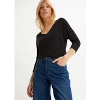 bonprix Oversize-Shirt weite Passform, 3/4-Ärmel, weiter Ausschnitt, aus Viskose