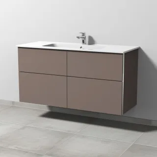 Sanipa 3way Waschtischunterbau zu Duravit ME by Starck Waschtisch mit 4 Auszügen, Taupe-Matt BP7271T