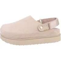 Ital-Design Komfortable Freizeit-Schuhe im modernen Design Plateausandaletten (85867692) Flach Pantoletten in Beige
