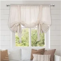 Lapalife Gardine Vintage-Vorhänge Raffrollo Vorhang, Leinenoptik Cream Voile Gardinen, Mit Stangentasche, für Wohnzimmer Schlafzimmer & Dekoration