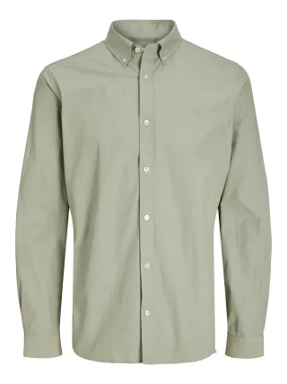 JACK&JONES - JPRCCPOPLIN LOGO COMFORT SHIRT L/S SN lily pad - Gr. - L