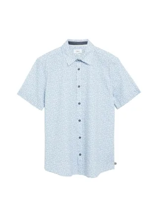 s.Oliver Red Label - Kurzarmhemd mit Muster blau/weiß - Gr. - XL
