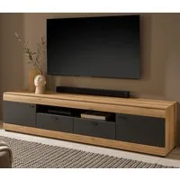 Furn.Design Lowboard Assina (XL Flat-TV Unterschrank in Eiche Evoke und Graphit Grau, Breite 200 cm, bis ca. 75 Zoll), mit Soft-Close-Funktion