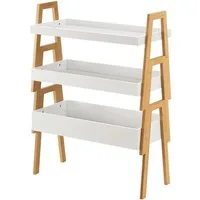 en.casa Stapelregal, »Hitra« 3-tlg. stapelbar Bambus Weiß 85 x 65 x 30 cm