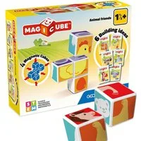 Geomag™ Lernspielzeug 132 - 7tlg. magnetisches Konstruktionsspielzeug mit 4 Magnetwürfel, 4 magnetische Würfel zum puzzeln, Farben und Tiere erkennen