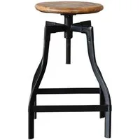 baario Sitzhocker Barhocker INDUS, höhenverstellbar Eisen & edles Mangoholz Industrial Design