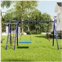 Merax Schaukelgestell 8-in-1 Outdoor-Schaukel-Set höhenverstellbar, (1-tlg), 8-in-1Schaukel Set mit Klettergerüst,3 Schaukeln & Basketballkorb