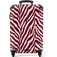 NoBoringSuitcases.com© Hartschalen-Trolley Zebra - Motiv - Bordeaux - Rot 55x35x20cm, Kinder Koffer Klein, Trolley Handgepäck, Reisekoffer