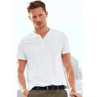 H.I.S Henleyshirt Kurzarmshirt mit Henleykragen, strukturierte Baumwolle
