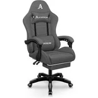 ALFORDSON Bürostuhl Gaming-Stuhl, Massage-Gaming-Stuhl, Ergonomischer Gamer-Stuhl, mit Fußstütze, Kopfstütze, Massage-Lendenkissen, Gepolstert, Grau