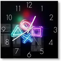 DEQORI Wanduhr 'Neon Gaming Symbole' (Glas Glasuhr modern Wand Uhr Design Küchenuhr)