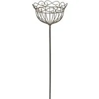 finehomegarden Gartenstecker Korb am Stab Pflanzkorb Metall Ø25cm H109cm braun rostfarbend (1-St) Pflanzschale Shabby Gartendeko Pflanztopf Rankstab