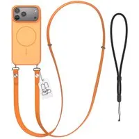 EAZY CASE Handykette Outdoor Case Thin MagSafe mit Band für Apple iPhone 17 Pro Max 6,9 Zoll, Hülle mit Slim MagSafe Ring, Magnetkette und starkem Schutz in Orange