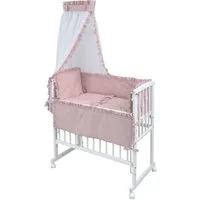 Baby-Delux Beistellbett Babybett Royal Rosa Rüsche, Stillbett 90x40 weiß höhenverstellbar, Matratze inkl. komplett Set